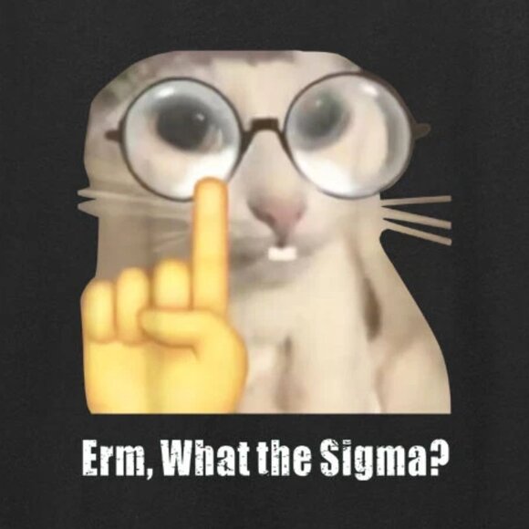 Erm, What the Sigma Funny Cat With Finger Pattern Sarcastic Quote T-Shirt 173 - Picture 2 of 5